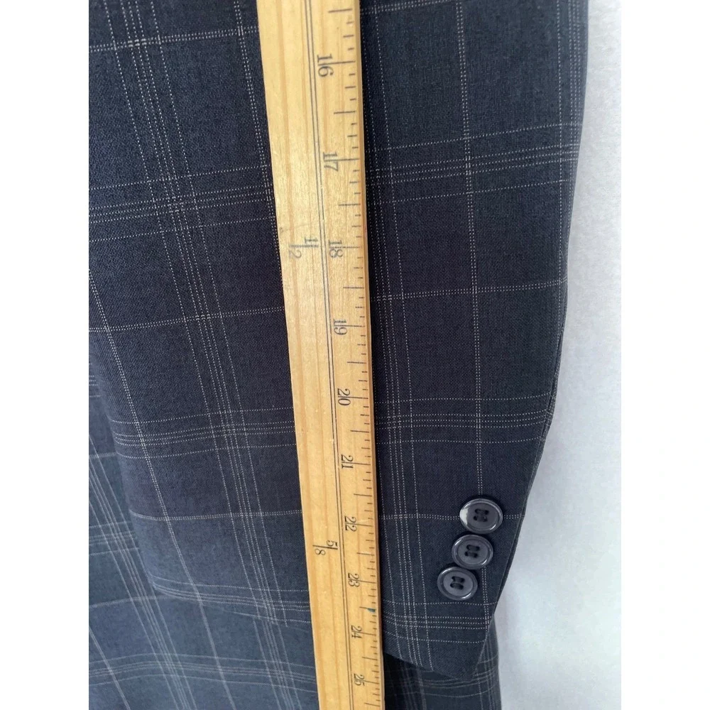 Giorgio Brutini Suit Mens 48L‎ Gray Plaid 3-Button Blazer Pleated Pants W42 Set